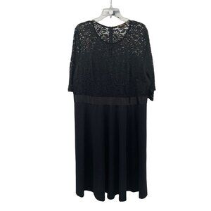 MIUSOL Women's A-Line Dress Lace top 3/4 Sleeve Knee Length Black Size 4XL
